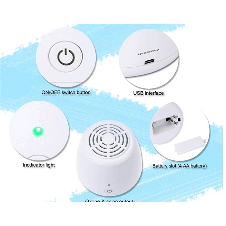 Mini Ozone Anion Air Purifier Portable Air Cleaner USB Rechargeable-12