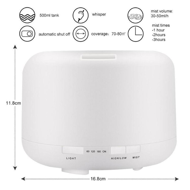500ML LED Humidifier Aroma Essential Diffuser 7 Colors Adjustable Humidifier - US Plug-5