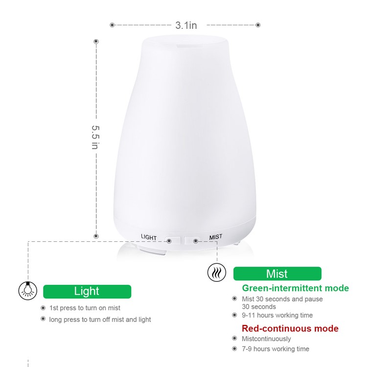 100ML Humidifier Aromatherapy Diffuser Color LED Lights Essential Oil Diffuser - US Plug-4