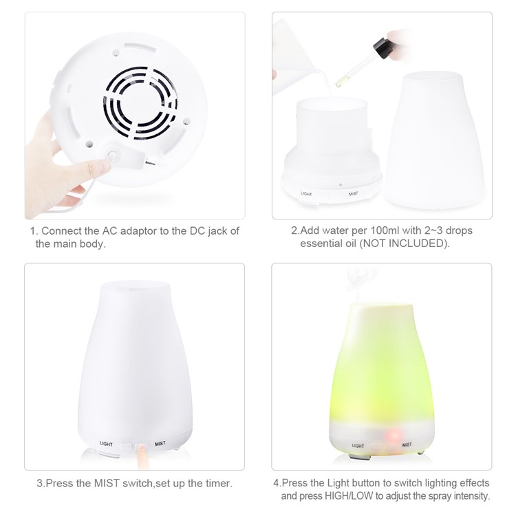 100ML Humidifier Aromatherapy Diffuser Color LED Lights Essential Oil Diffuser - US Plug-8