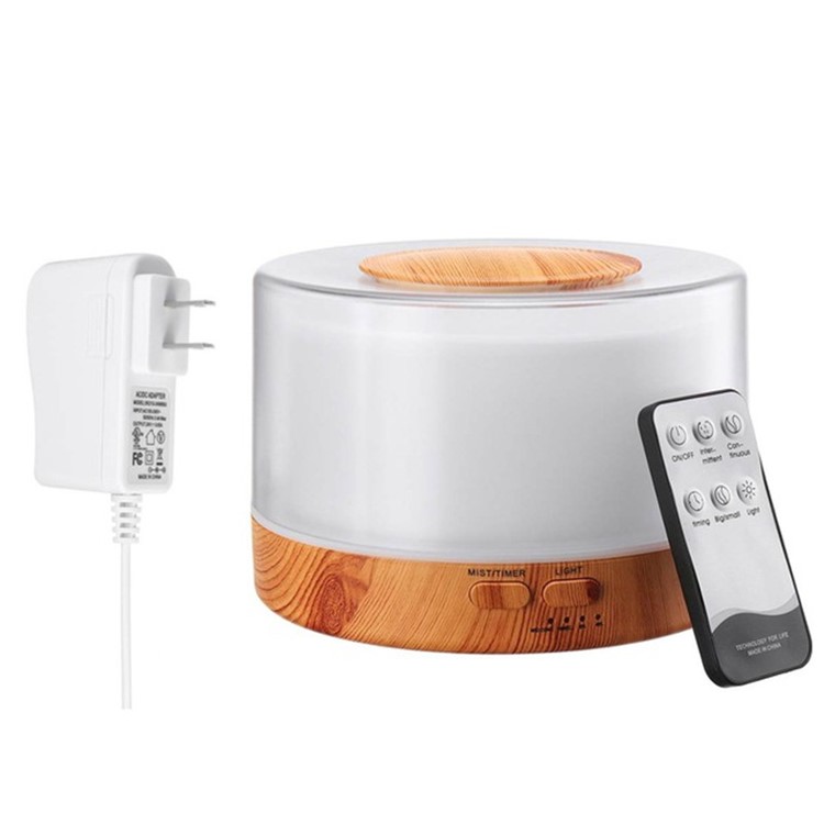 700ml Wood Texture 7-colorLED Humidifier Aroma Diffuser with Remote Control - US Plug-1