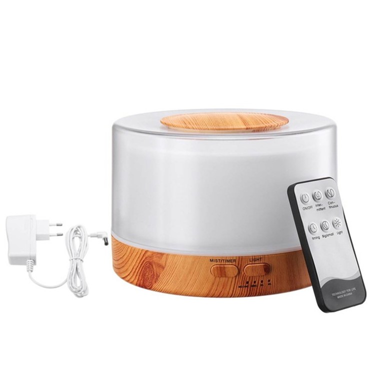 700ml Wood Texture 7-colorLED Humidifier Aroma Diffuser with Remote Control - EU Plug-1