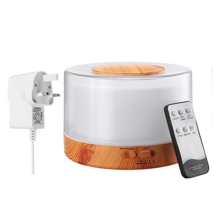 700ml Wood Texture 7-colorLED Humidifier Aroma Diffuser with Remote Control - UK Plug-1