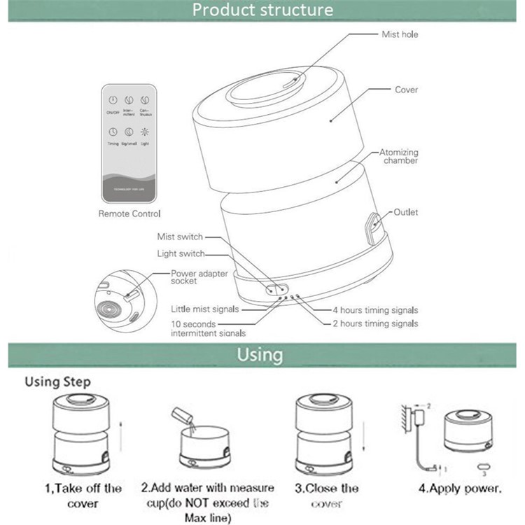 700ml Wood Texture 7-colorLED Humidifier Aroma Diffuser with Remote Control - UK Plug-10