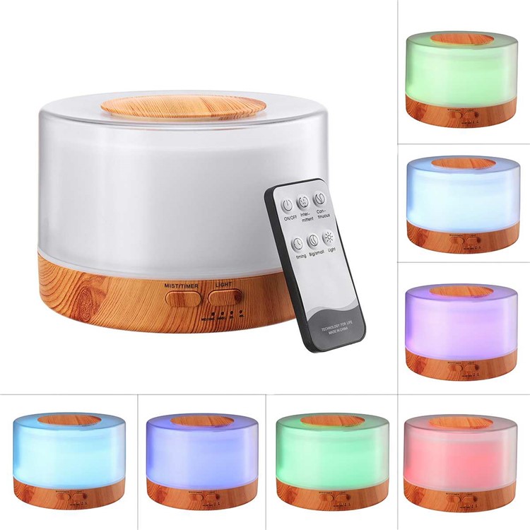700ml Wood Texture 7-colorLED Humidifier Aroma Diffuser with Remote Control - UK Plug-2