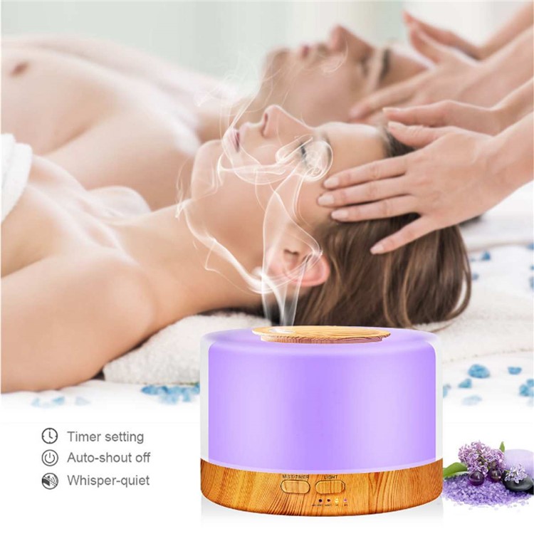 700ml Wood Texture 7-colorLED Humidifier Aroma Diffuser with Remote Control - UK Plug-5