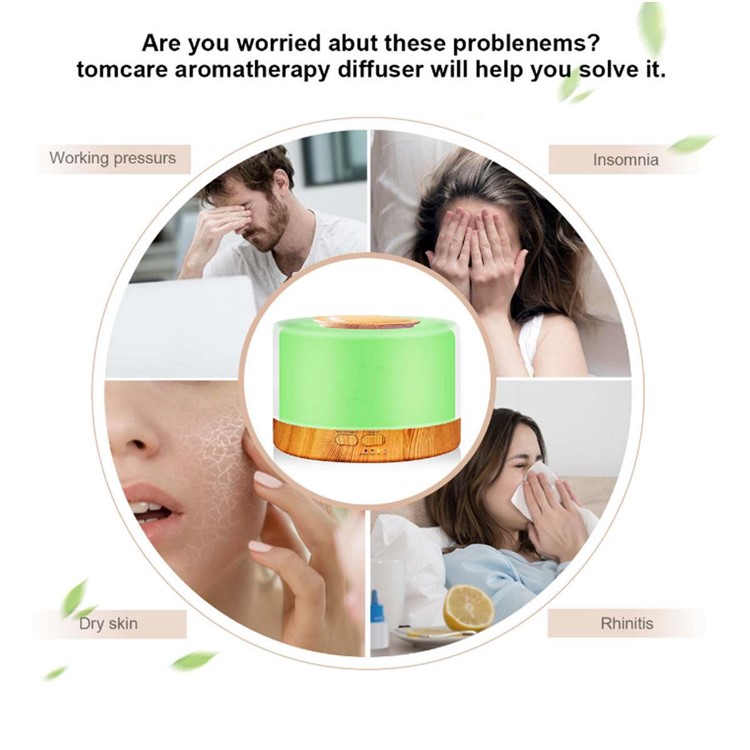 700ml Wood Texture 7-colorLED Humidifier Aroma Diffuser with Remote Control - UK Plug-6