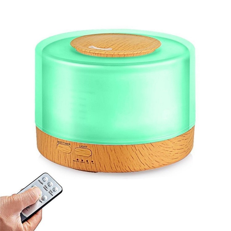 700ml Wood Texture 7-colorLED Humidifier Aroma Diffuser with Remote Control - UK Plug-7