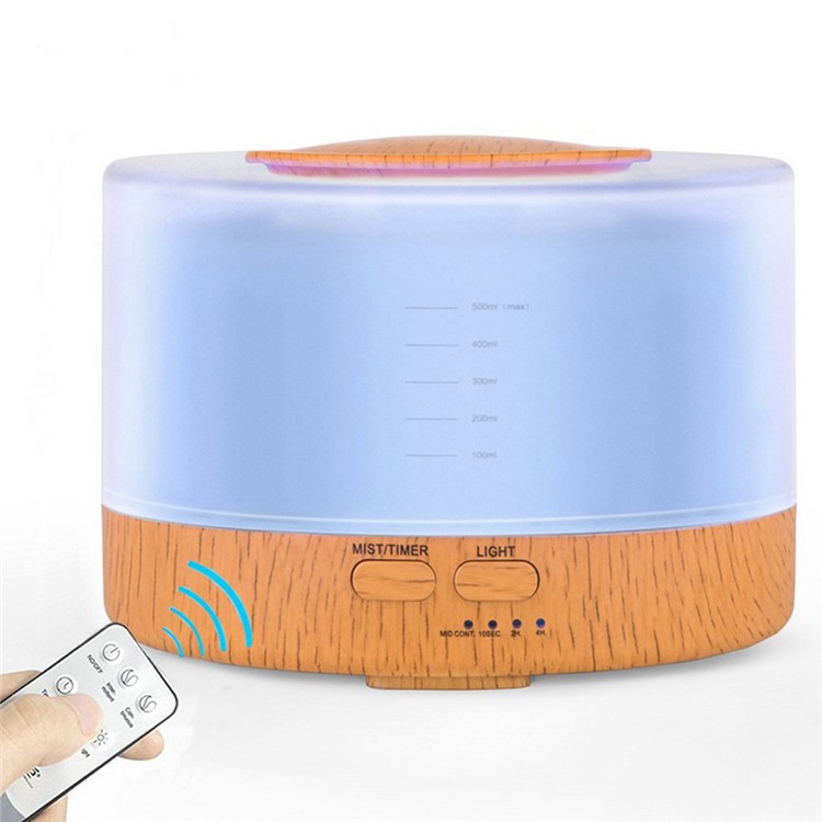 700ml Wood Texture 7-colorLED Humidifier Aroma Diffuser with Remote Control - UK Plug-8