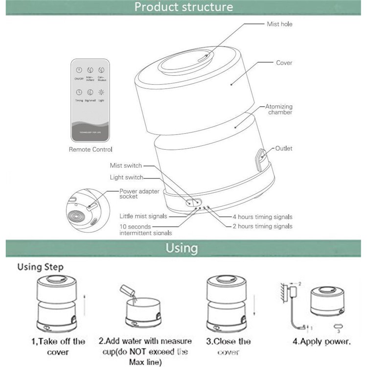 700ML Aromatherapy Machine Humidifier Fragrance Lamp with Remote Control - US Plug-9