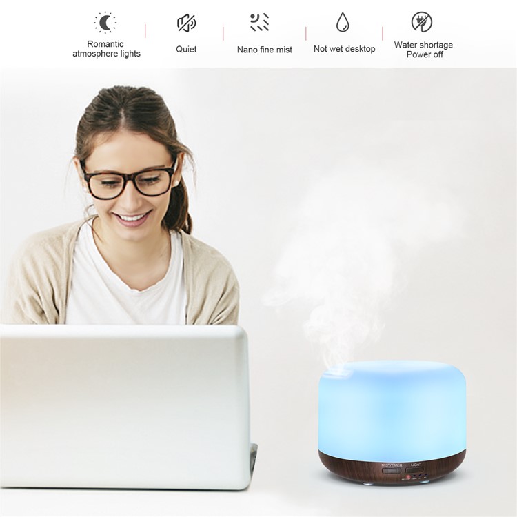 Humidificateur De 300 Ml D'humidificateur LED Diffuseur Essentiel Diffuseur 7 Couleurs Humidificateur Réglable - Branchement De L'UE-4