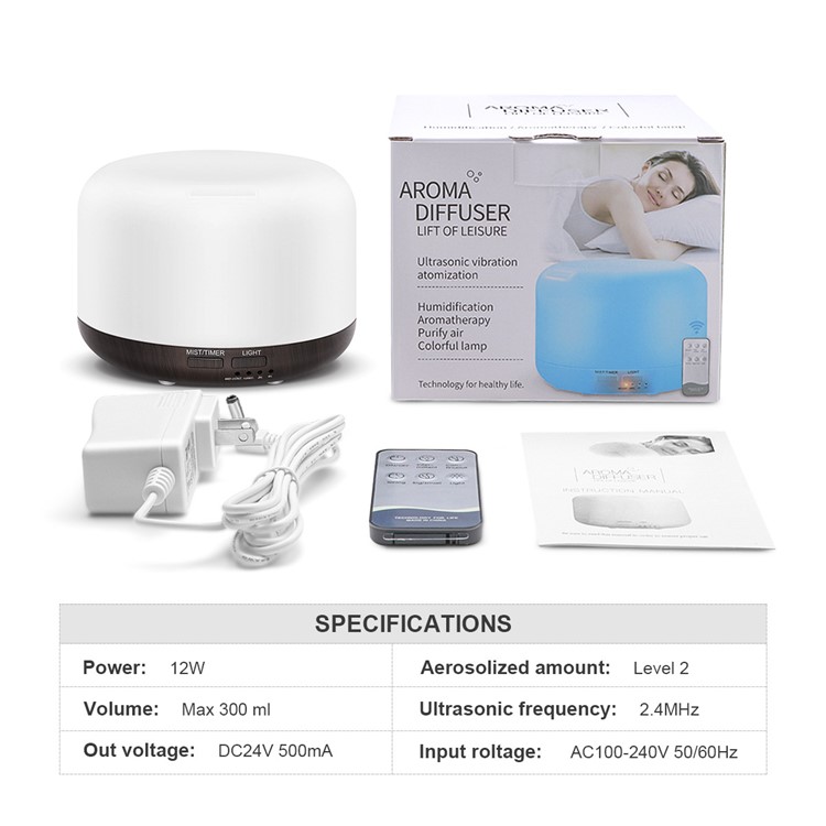 300ML LED Humidifier Aroma Essential Diffuser 7 Colors Adjustable Humidifier - US Plug-6