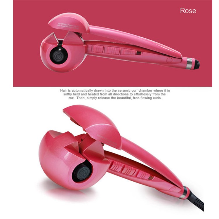 High Quality Auto Hair Curler Magic Curling Iron Ceramic Wave Hair Roller Hair Styler - Rose / US Plug-8