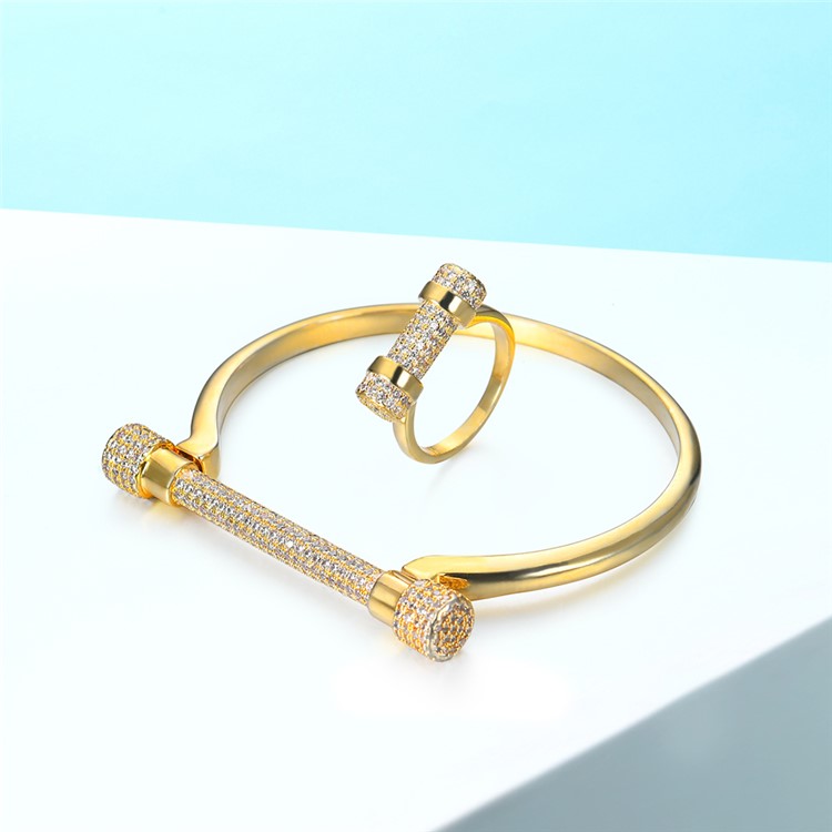 26k Gold Crystal Ring Bracelet Jewelry Set For Women Tvc Mall 26k Gold Crystal Ring Bracelet Jewelry Set For Women 1