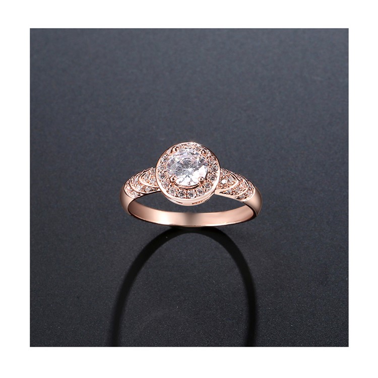 Rose Gold Plated Round Shape Women Zirconia Wedding Ring - Diameter: 16mm-4