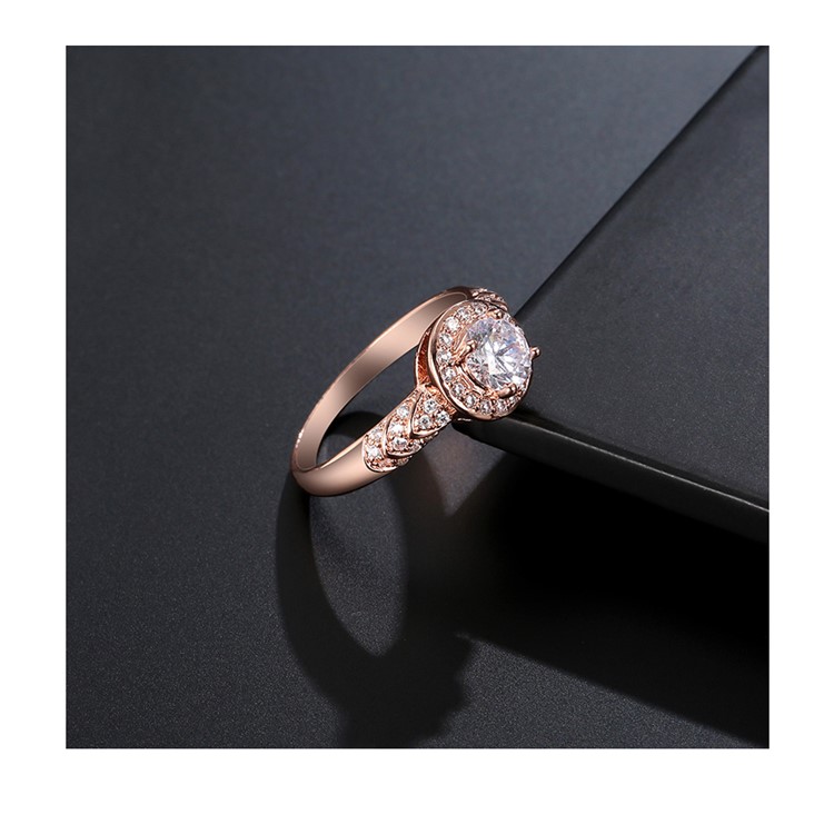 Rose Gold Plated Round Shape Women Zirconia Wedding Ring - Diameter: 16mm-5