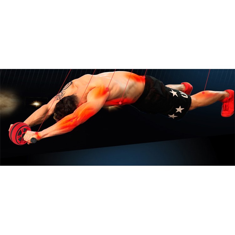 Exercise Wheel ABS Abdominal Gym Fitness Machine Body Strength Training Roller - Red-8