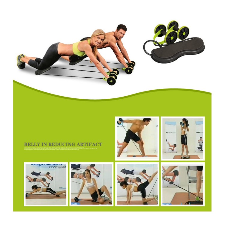 Adjustable 2-in-1 Abdominal Fitness + Pulling Strength Training Roller Pulling Rope Fitness Training Equipment-4