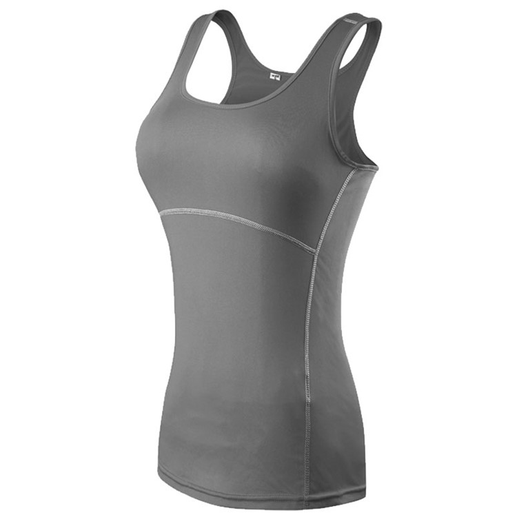 Women's Sports Yoga Fitness Sleeveless Running Vest - Grey / Size: M-1