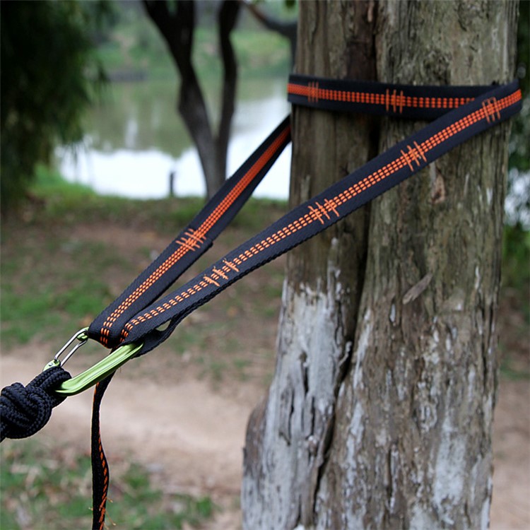 Single 2.8m 10 Node Outdoor Camping Hammock Hanging Nylon Rope Strong Strap - Orange-2