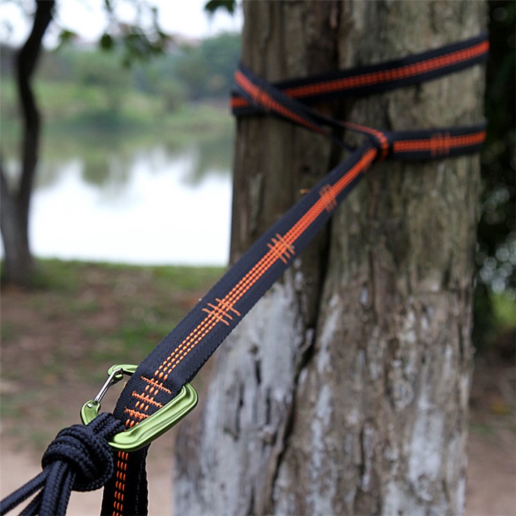 Single 2.8m 10 Node Outdoor Camping Hammock Hanging Nylon Rope Strong Strap - Orange-3