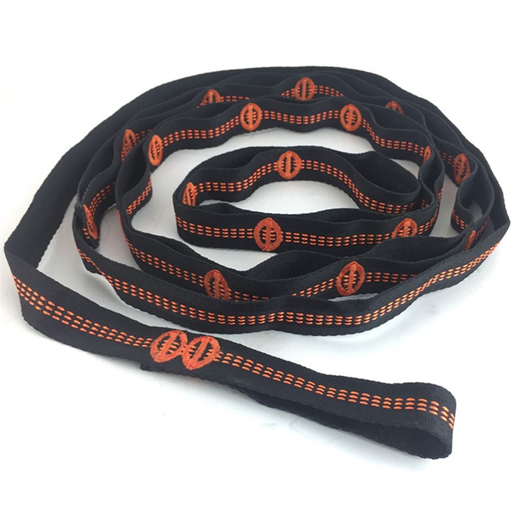 Single 2.8m 10 Node Outdoor Camping Hammock Hanging Nylon Rope Strong Strap - Orange-6