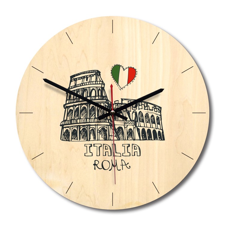 Retro Creative Wall Clock Home Silent Wood Clock Living Room Decor - Roma
