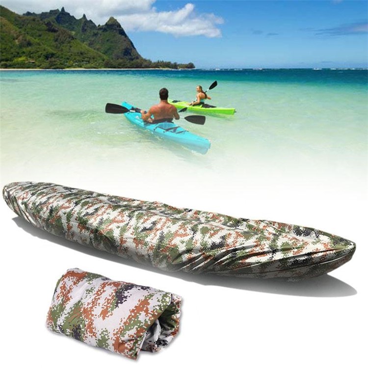 Universal Camouflage Kajak Kanu Bootsabdeckung Wasserdicht UV-beständige Anti-Staub Abdeckung Schild für 4.6-5m Boote-2
