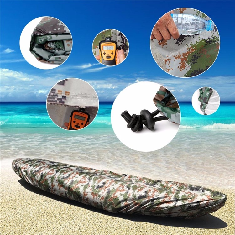 Universal Camouflage Kajak Kanu Bootsabdeckung Wasserdicht UV-beständige Anti-Staub Abdeckung Schild für 4.6-5m Boote-3