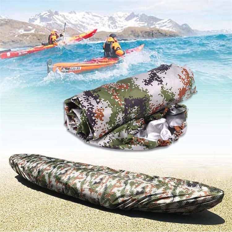 Universal Camouflage Kayak Canoe Boat Cover Dust-proof Waterproof UV Resistant Cover Shield for 5.1-5.5m Boats-1