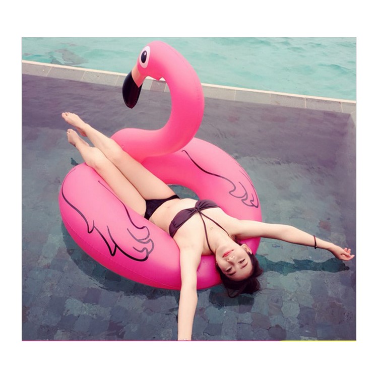 PVC Inflatable Flamingo Shaped Pool Float Lounge Swimming Ring (120cm)-12