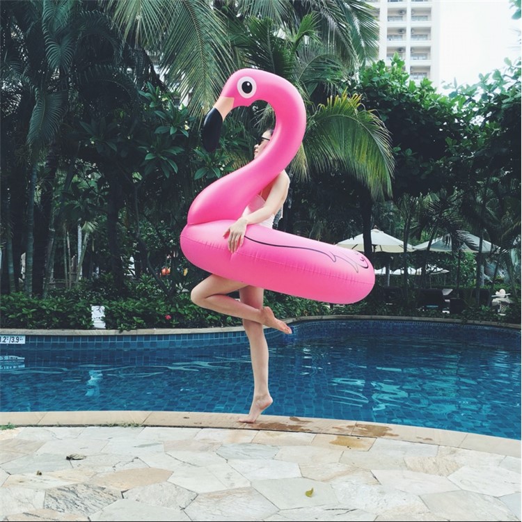 PVC Inflatable Flamingo Shaped Pool Float Lounge Swimming Ring (120cm)-13
