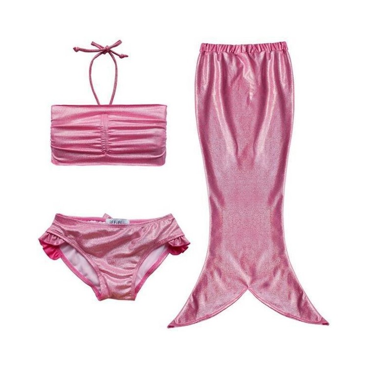 3Pcs Mermaid Tail Swimming Bathing Suit Swimsuit Bikini Set for Little Girls - Pink, Size: 100-1