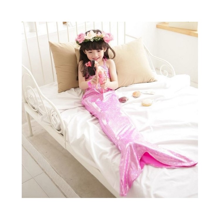 3Pcs Mermaid Tail Swimming Bathing Suit Swimsuit Bikini Set for Little Girls - Pink, Size: 100-2