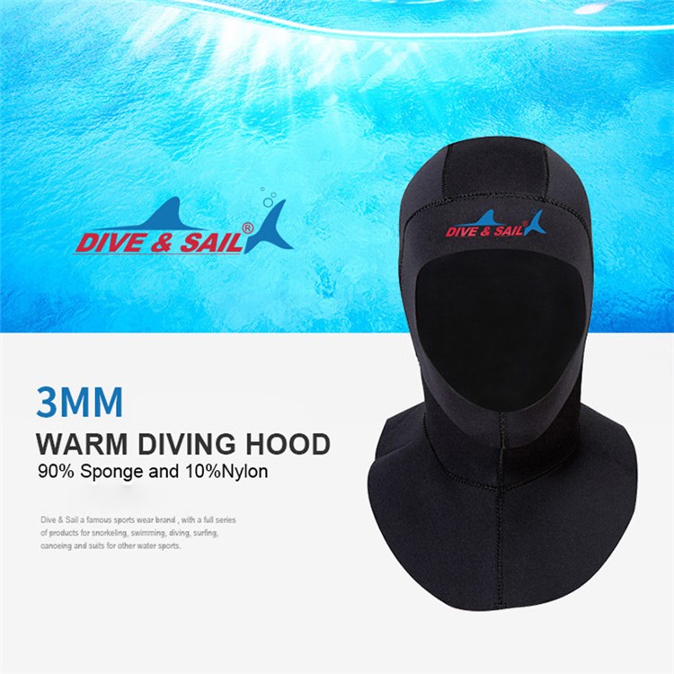DIVE&SAIL UV Protected 3MM Diving Hood Warm Diving Cap For Water Sports - Size: XL-6