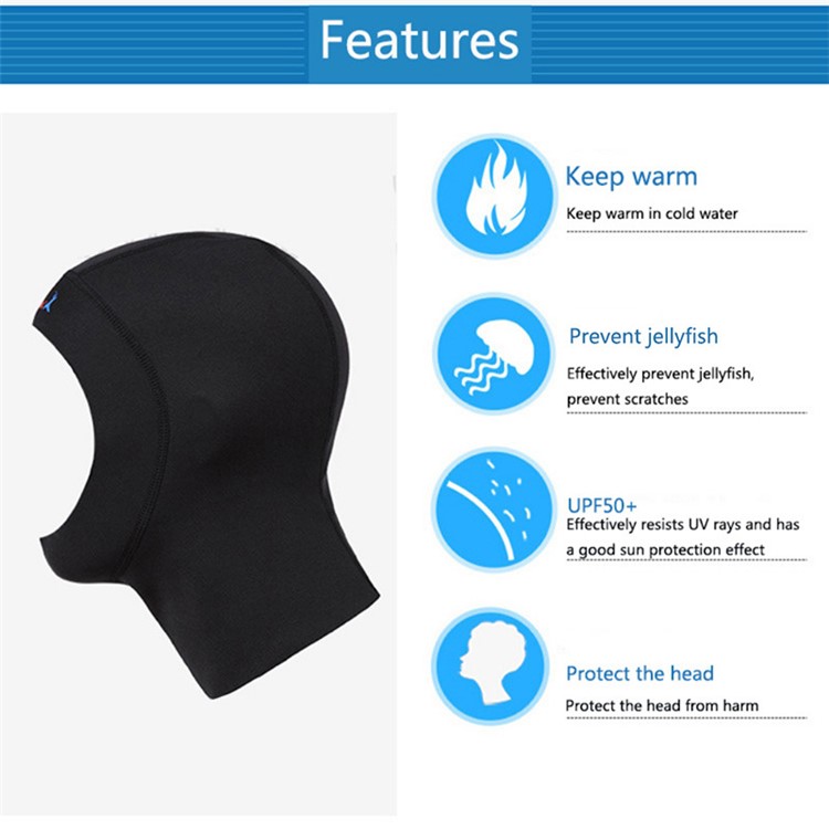 DIVE&SAIL UV Protected 3MM Diving Hood Warm Diving Cap For Water Sports - Size: XL-7