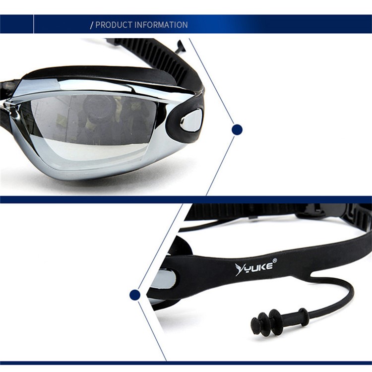 Lunettes De Natation Anti-buée Anti-buée Adultes Lunettes De Natation Lunettes De Natation Casquette - Noir-3