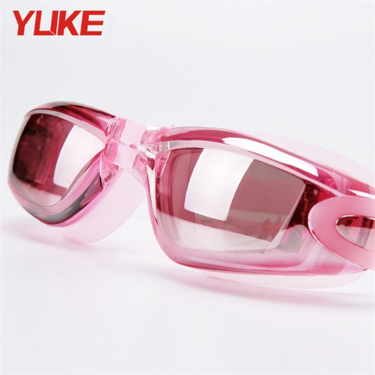 Adult Waterproof Anti-Fog UV Shield Swim Glasses Swimming Goggles Cap Set - Pink-2