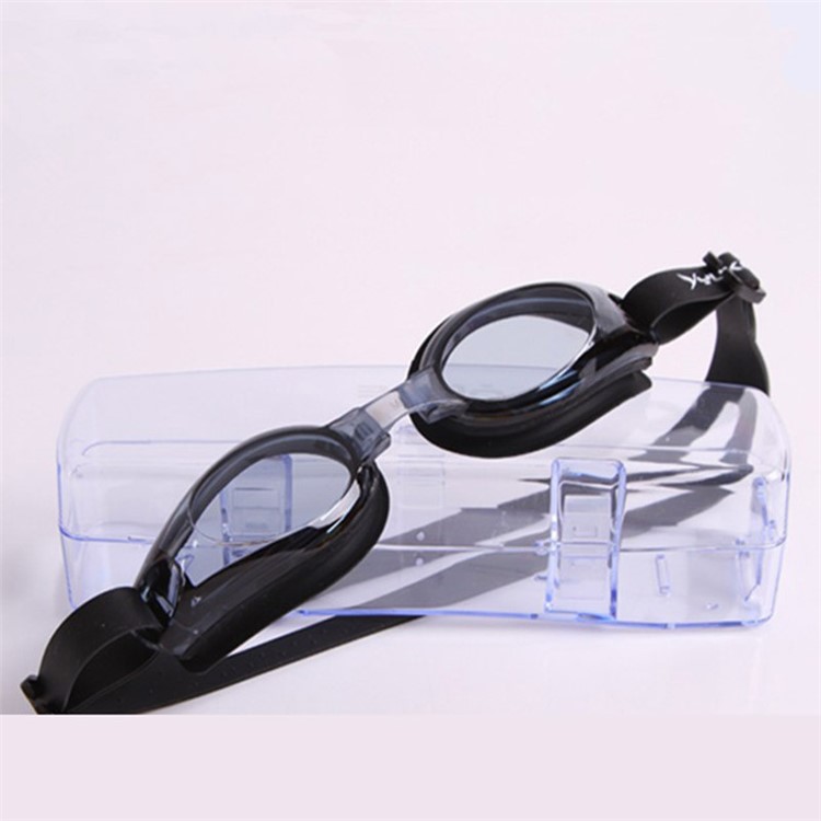 Anti-Nebel-Silikon-Schwimmgoogel-Kappe-Ohrstöpsel-Nasen-Clip-Set - Schwarze Kappe / Black Goggle.