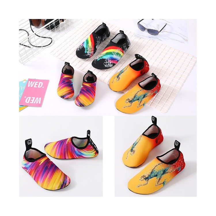 Water Socks Durable Aqua Barefoot Shoes Beach Pool Swimming Snorkeling Shoes - Rainbow Colors, Size: 36-4