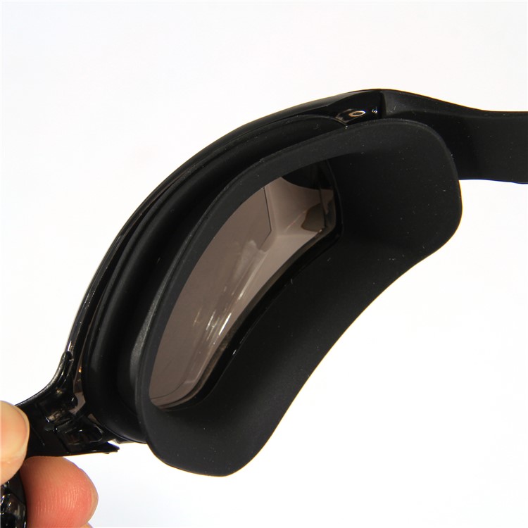 Waterproof Mirrored & Clear Anti Fog UV400 Protection Plated Swimming Goggles with Cap etc. - Black-11