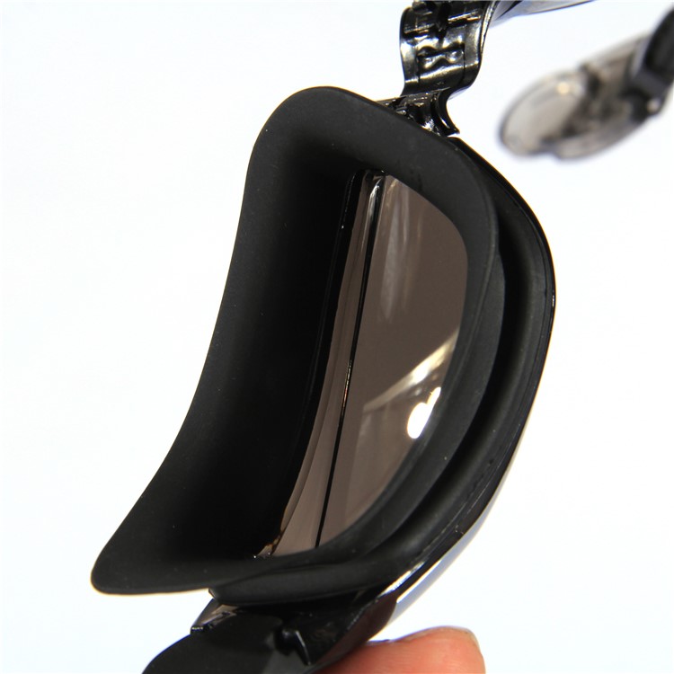Waterproof Mirrored & Clear Anti Fog UV400 Protection Plated Swimming Goggles with Cap etc. - Black-12