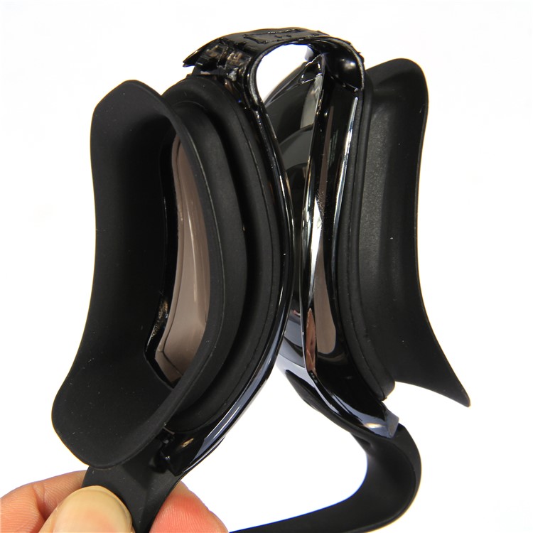 Waterproof Mirrored & Clear Anti Fog UV400 Protection Plated Swimming Goggles with Cap etc. - Black-15