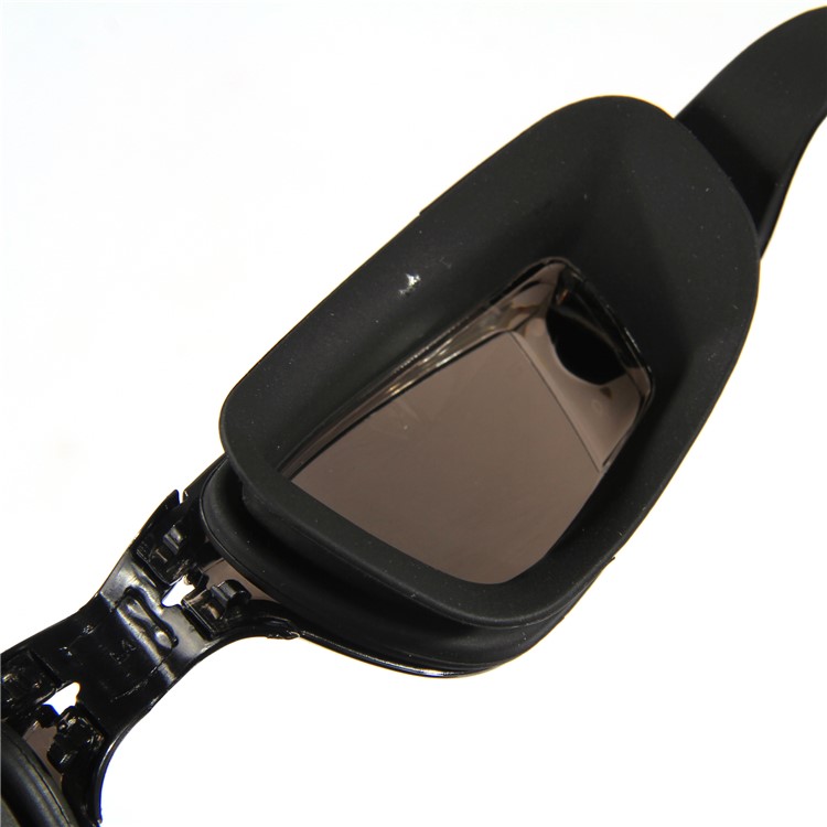 Waterproof Mirrored & Clear Anti Fog UV400 Protection Plated Swimming Goggles with Cap etc. - Black-9