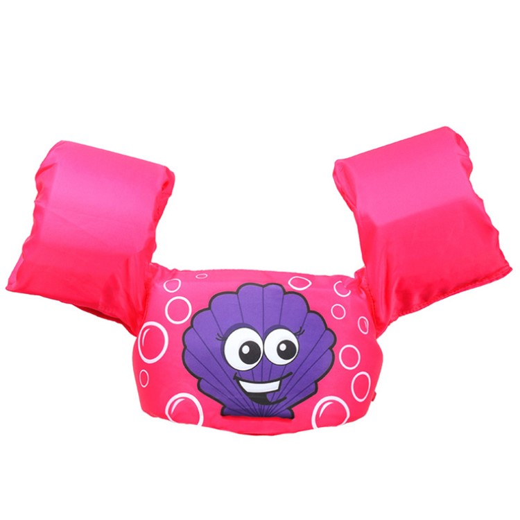 Life Jacket Swimsuit EPE Vest and Arm Rings for Kids - Red/Shell-1