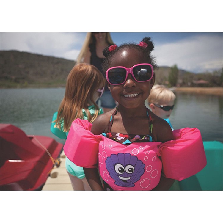 Life Jacket Swimsuit EPE Vest and Arm Rings for Kids - Red/Shell-2