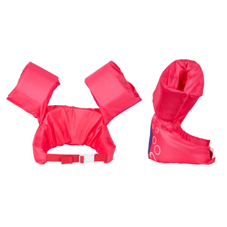 Life Jacket Swimsuit EPE Vest and Arm Rings for Kids - Red/Shell-4