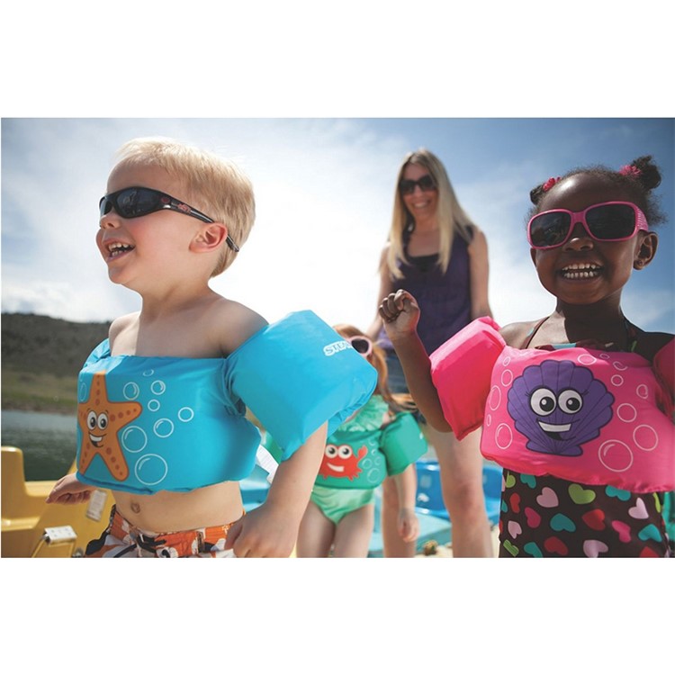 Life Jacket Swimsuit EPE Vest and Arm Rings for Kids - Red/Shell-5