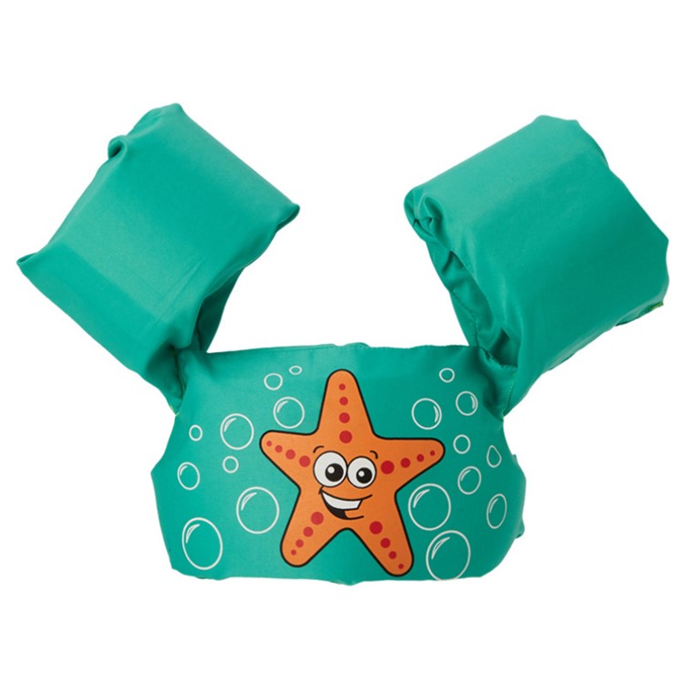 Basic Life Jacket Swimsuit EPE Vest and Arm Rings for Kids - Green/Starfish-1