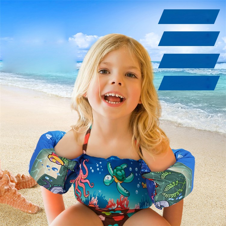 EPE Life Jacket Swimsuit Vest and Arm Rings for Children - Blue/Under Water World-1